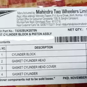 Cylinder Kit borkit mahindra Gusto 125cc