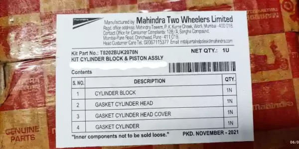 Cylinder Kit borkit mahindra Gusto 125cc