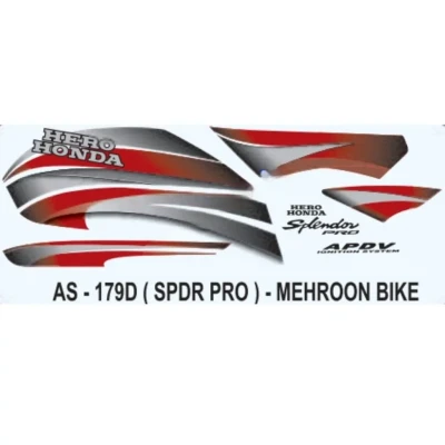 Sticker Set For Maroon Hero Honda Splendor Pro