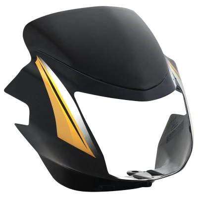 Headlight Visor With Glass Fit For TVS Starcvti 110 Cc Latest type 3 Black yellow Sticker