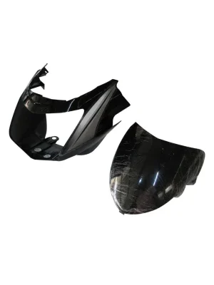 Headlight Visor With Glass Fit For TVS Starcvti 110 Cc Latest type 3 Black silver Sticker