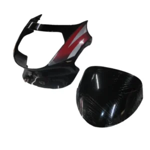 Headlight Visor With Glass Fit For TVS Victor Glx Black red Sticker