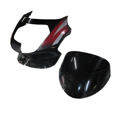 Headlight Visor With Glass Fit For TVS Victor Glx Black red Sticker