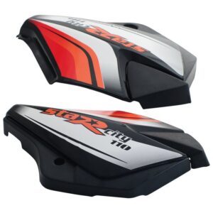 Side Panel Set Fit For TVS Starcvti 110 Cc Latest type 3 Black red Sticker