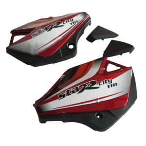 Side Panel Set Fit For TVS Starcvti 110 Cc Latest type 3 Flame Red